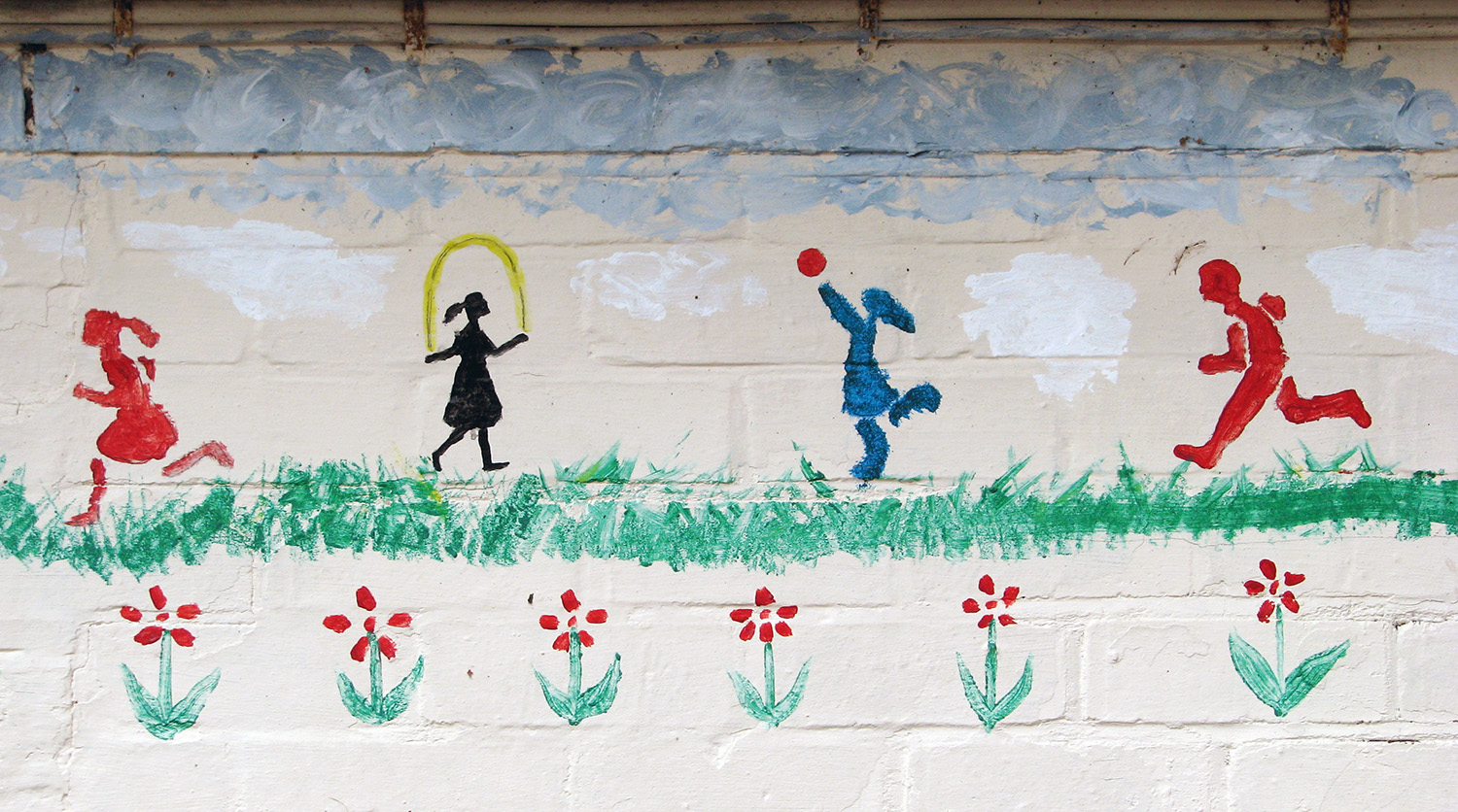 Kids playing wall painting