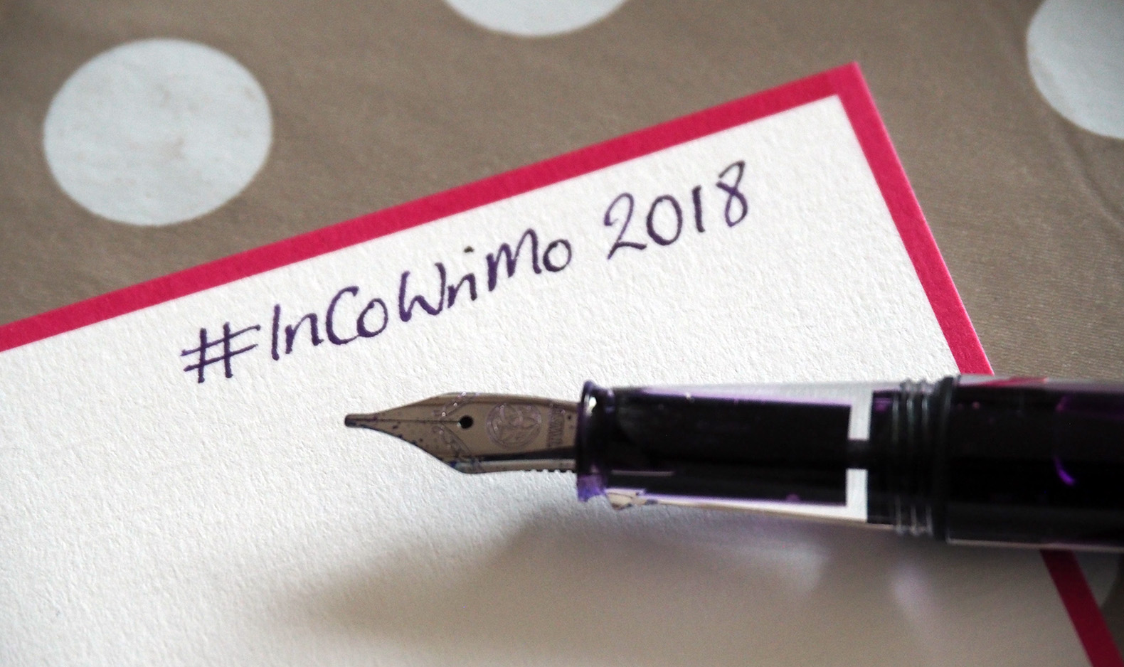 Original Crown Mill Silver Line Correspondence Set in White and Fuchsia written on using a TWSBI Eco with a 1.1 stub nib and Akkerman Simplisties Violet ink.