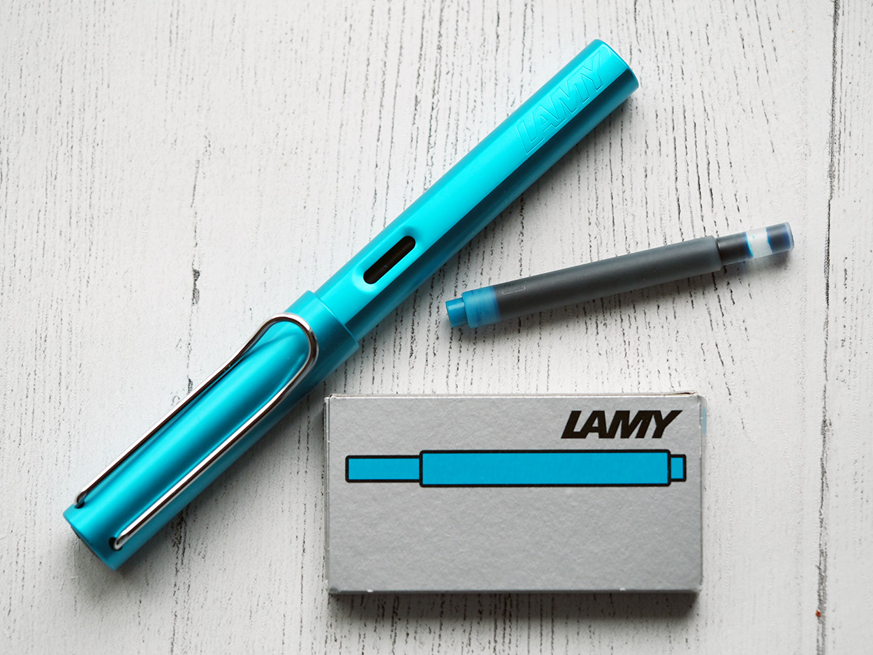 Lamy AL-star Pacific Blue Fountain Pen and Lamy Turquoise Cartridges