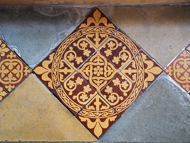 A decorative floor tile.