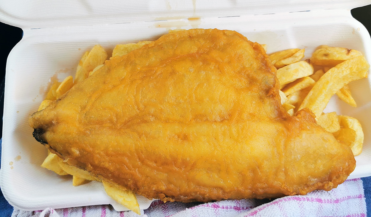Plaice & Chips from Fiddlers Elbow, Leintwardine.
