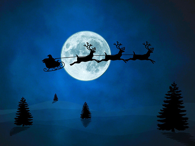 Father Christmas and his sleigh.