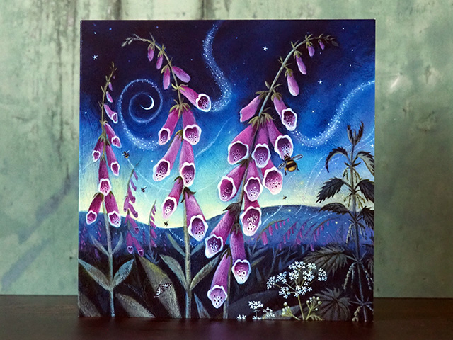 Invisible Paths, Foxglove and Bees Greeting Card.
