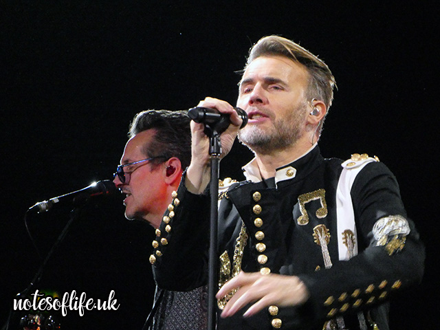 Gary Barlow with Milton McDonald on the 'B' stage.