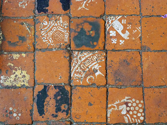 Floor tiles in Shipton Church, Shropshire.