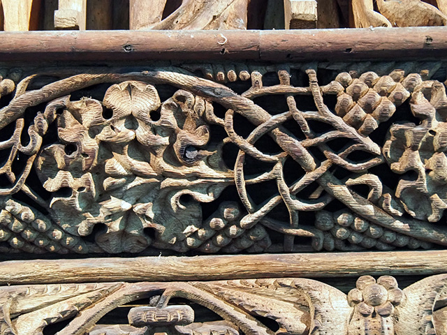 A close-up of some of the woodcarving on the rood-screen.
