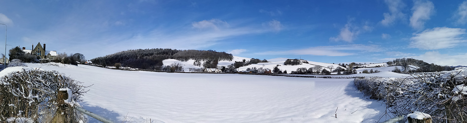 A snowy panorama in Mid Wales