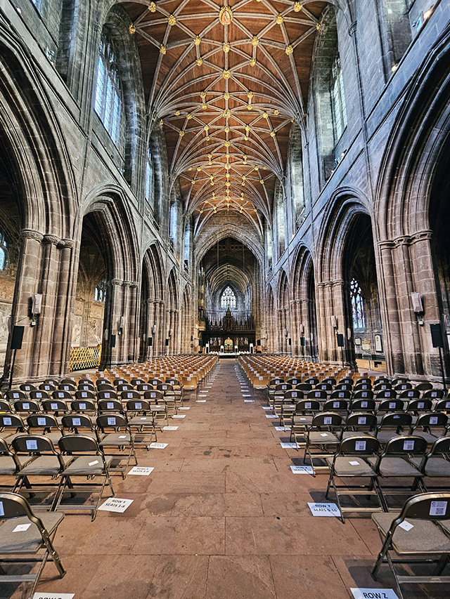Inside Chester Cathedral.