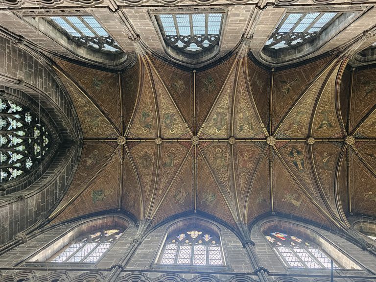 Looking up in Chester Cathedral.