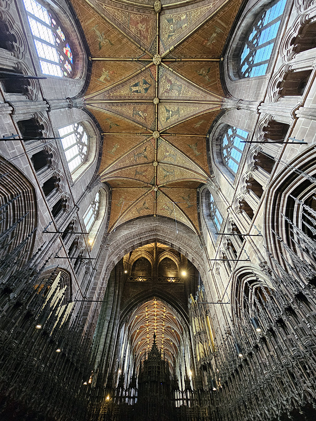 Looking up in the Choir at Chester Cathedral.