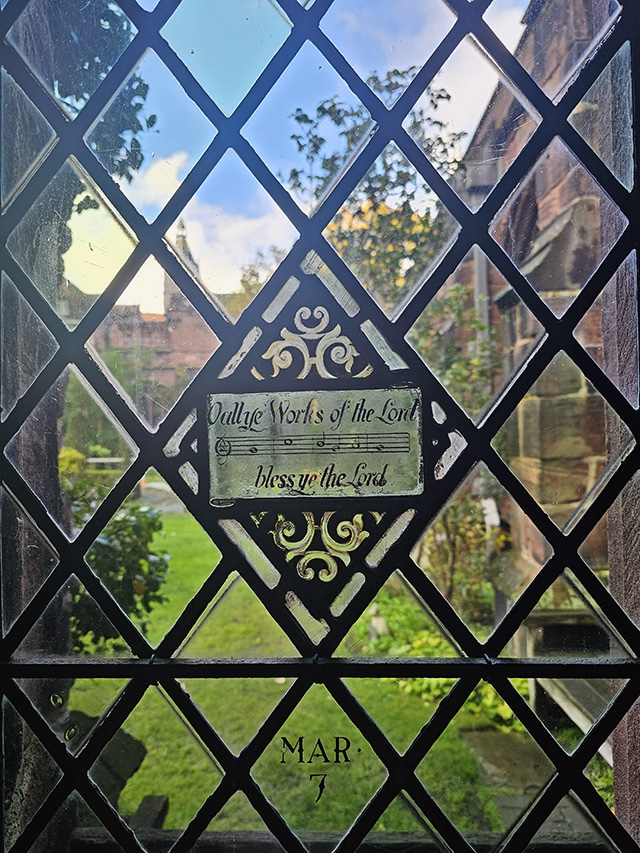 A window in Chester Cathedral's Cloisters.